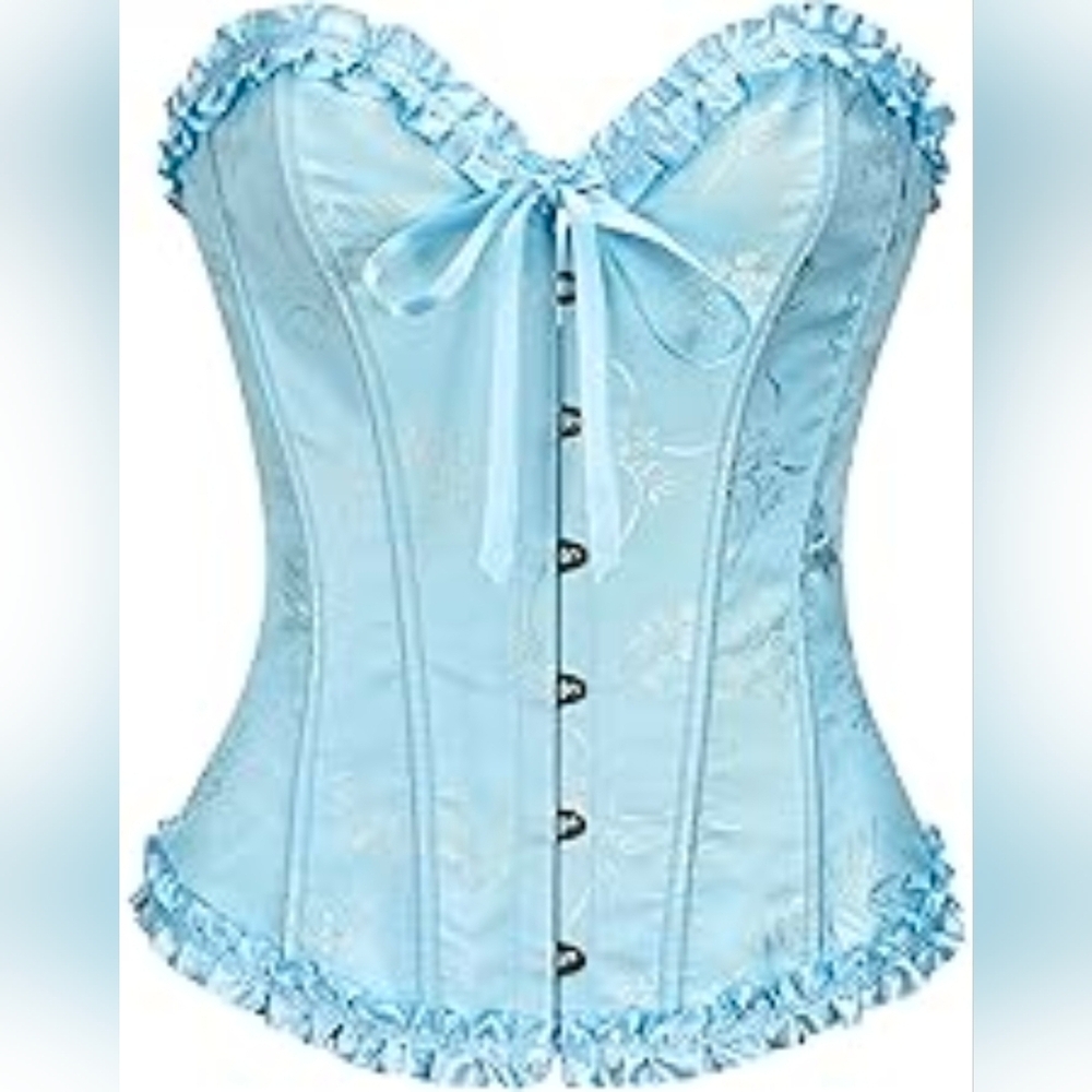 Elegant Blue Lace Corset Sz Small Gentle Used